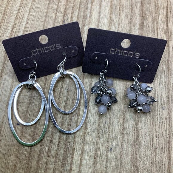 Chico's NWT Dangling Silver Tone & Cluster Bundle Earrings - Picture 1 of 4
